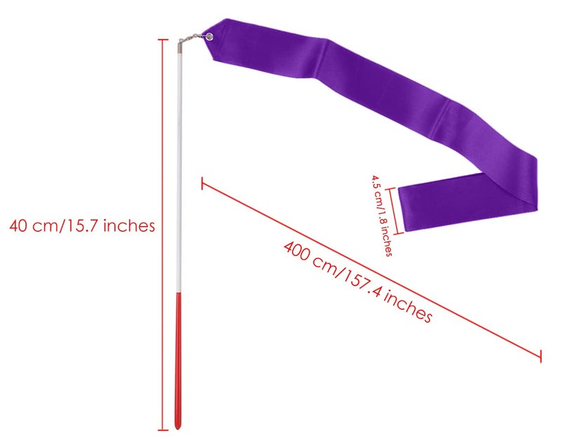 DS.DISTINCTIVE STYLE DS. DISTINCTIVE STYLE Dance Ribbons with Wands 4 Yards Long Rhythmic Gymnastics Ribbon Dance Streamer for Kids Baton Twirling (Purple) - Image 2